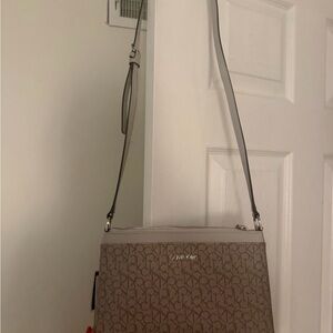 Calvin Klein Beige Monogram Crossbody Bag